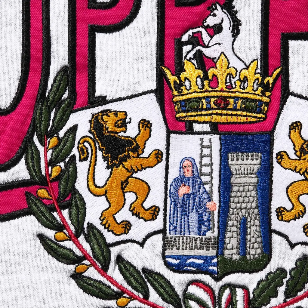 Supreme Crest Applique Half Zip Pullover Ash Grey - M