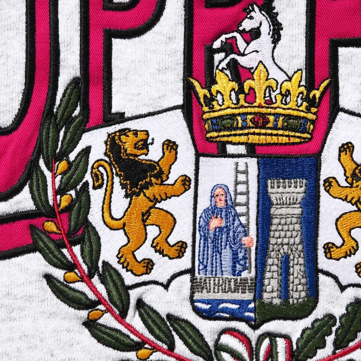 Supreme Crest Applique Half Zip Pullover Ash Grey - M
