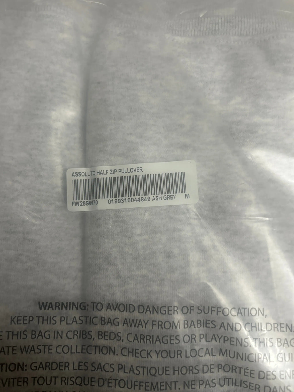 Supreme Crest Applique Half Zip Pullover Ash Grey Medium