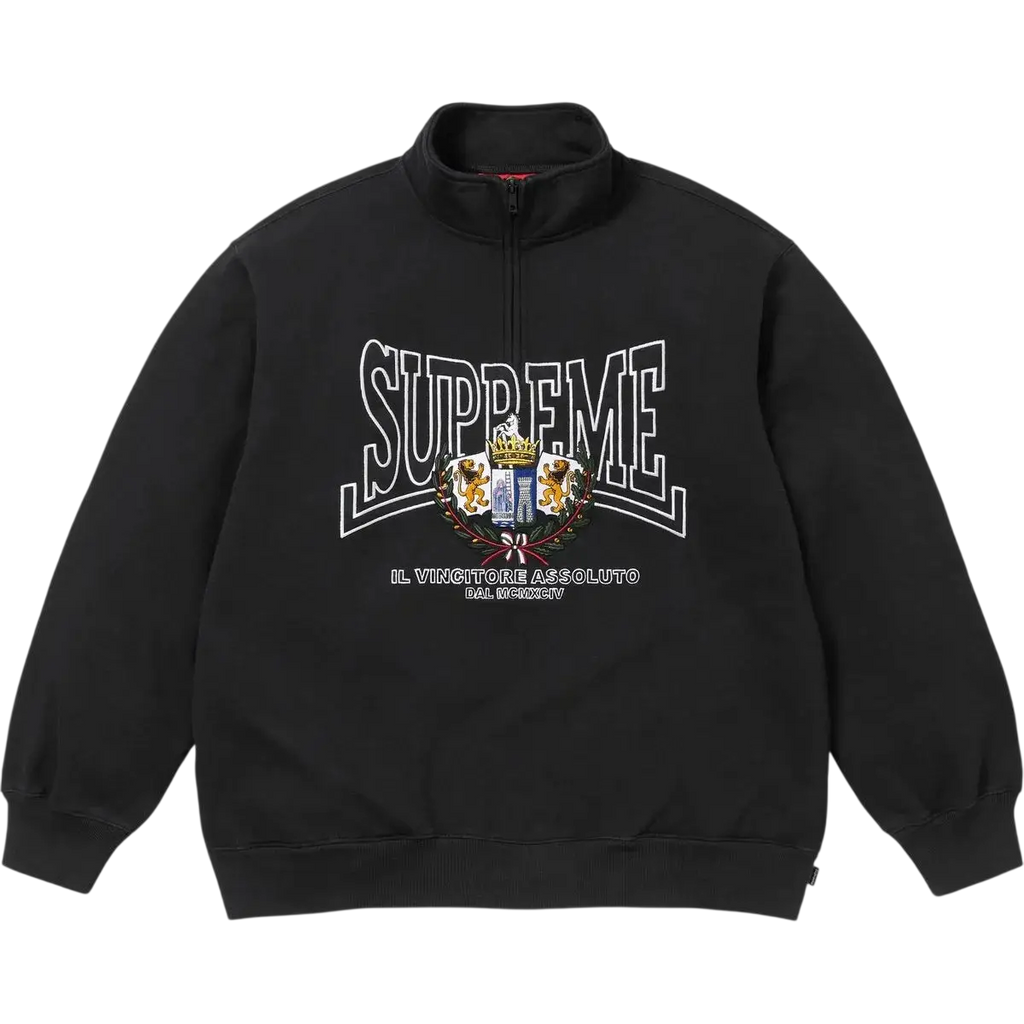 Supreme Crest Applique Half Zip Pullover Black - M