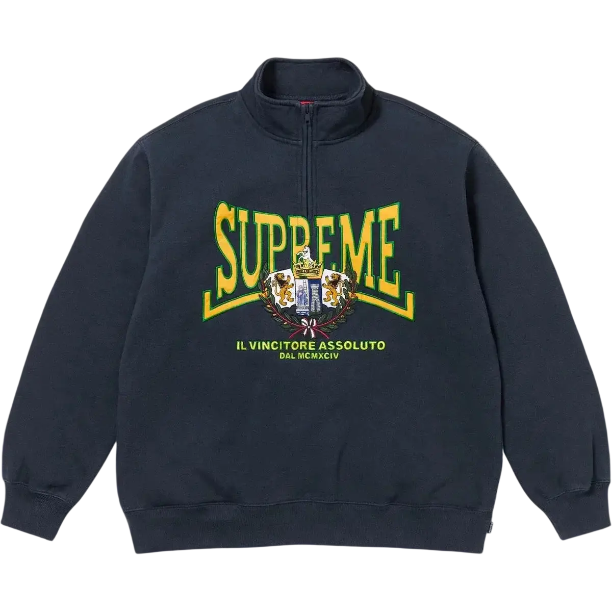 Supreme Crest Applique Half Zip Pullover Navy - M
