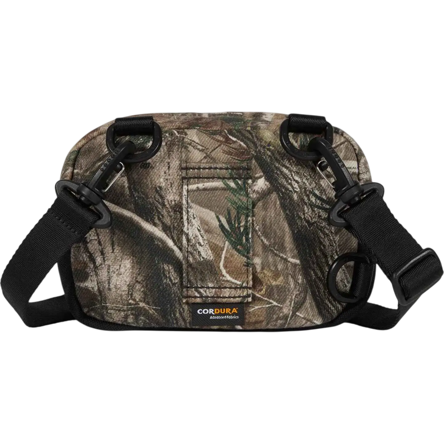 Supreme denim mini shoulder bag camo fw25 with camouflage cordura waist pack black straps and metal hardware