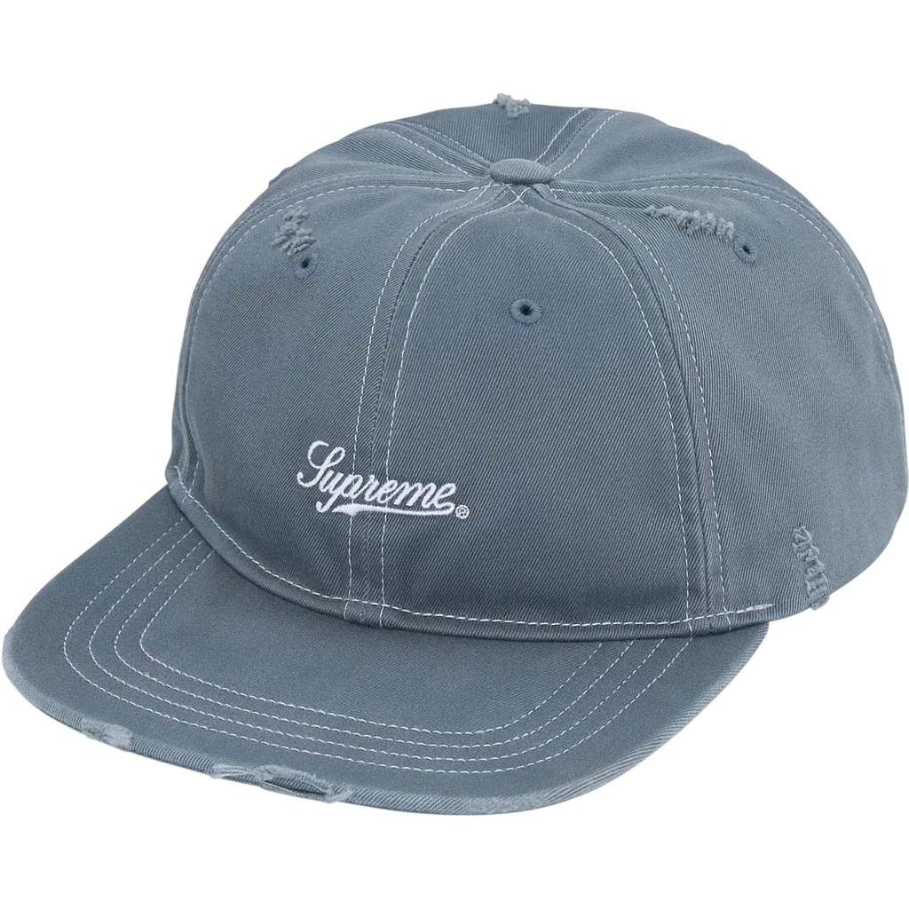 Supreme Distressed Script 6-Panel Light Blue - One size