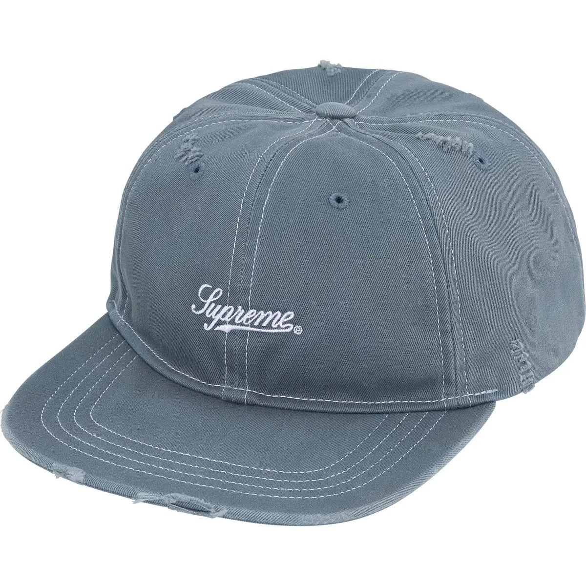 Supreme Distressed Script 6-Panel Stone - Hats
