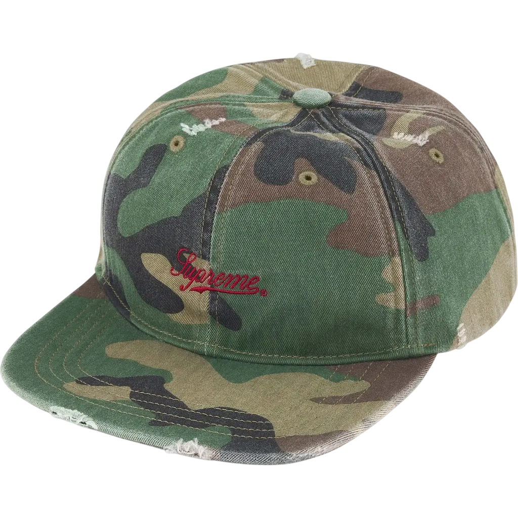 Supreme Distressed Script 6-Panel Woodland Camo - One size
