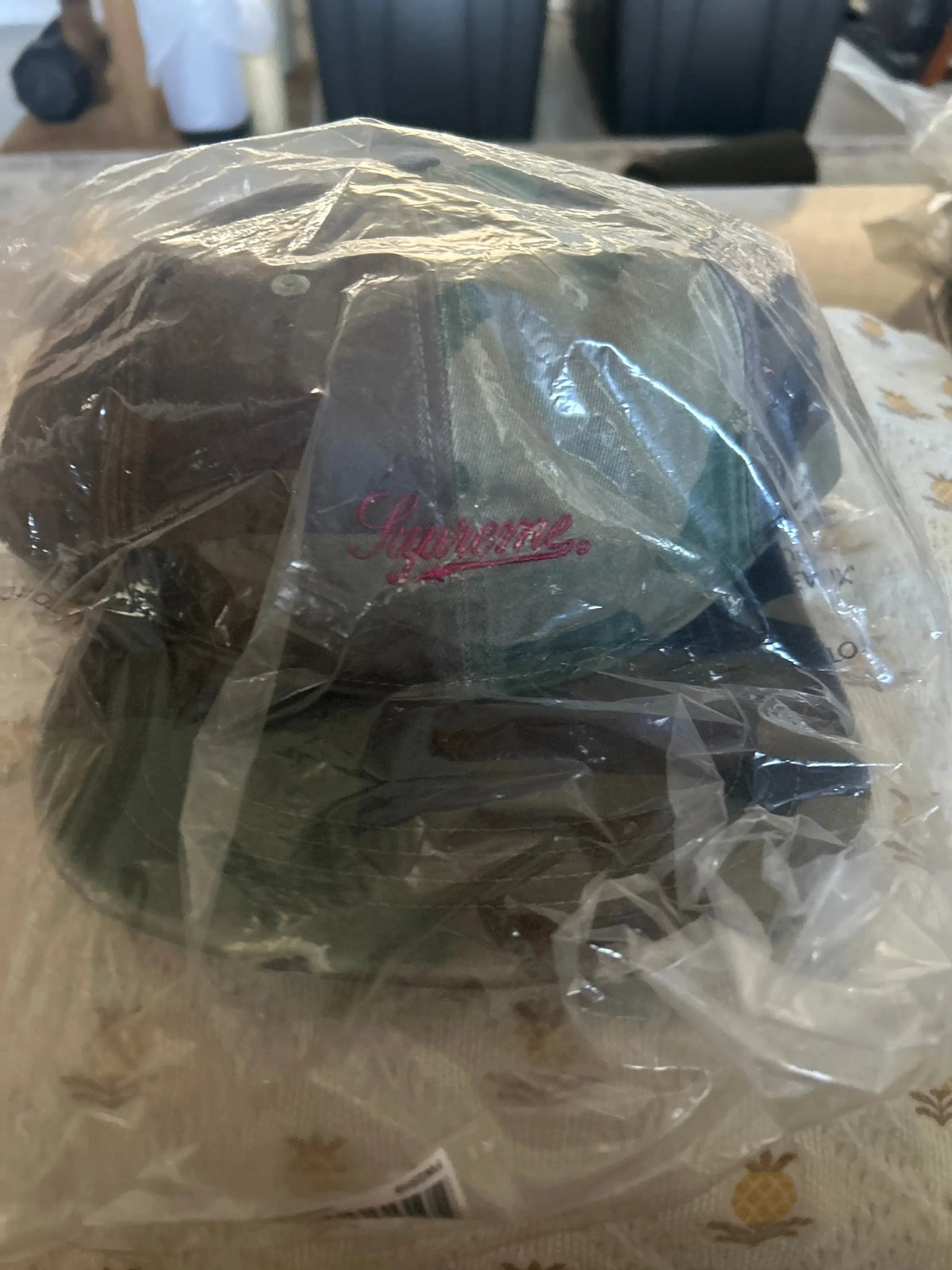 Supreme Distressed Script 6-Panel Woodland Camo