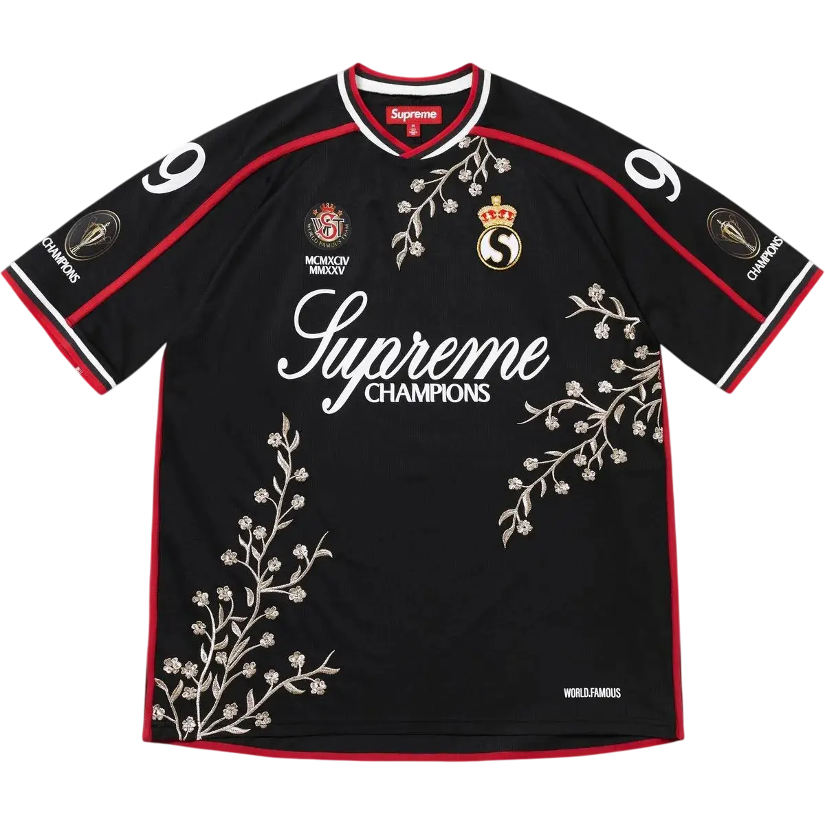 Supreme Floral Soccer Jersey Black - M