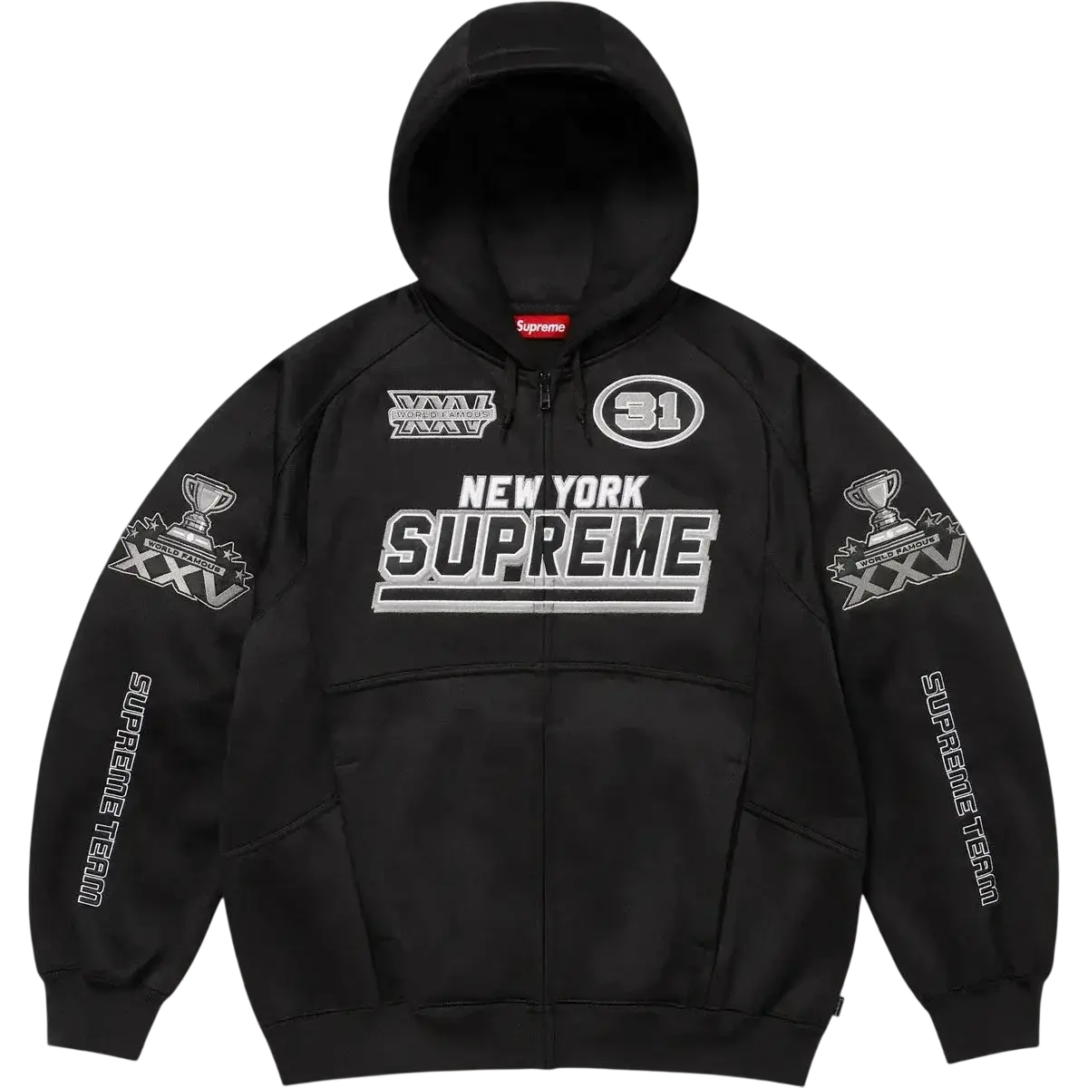 Supreme Football Zip Up Hoodie Black - M
