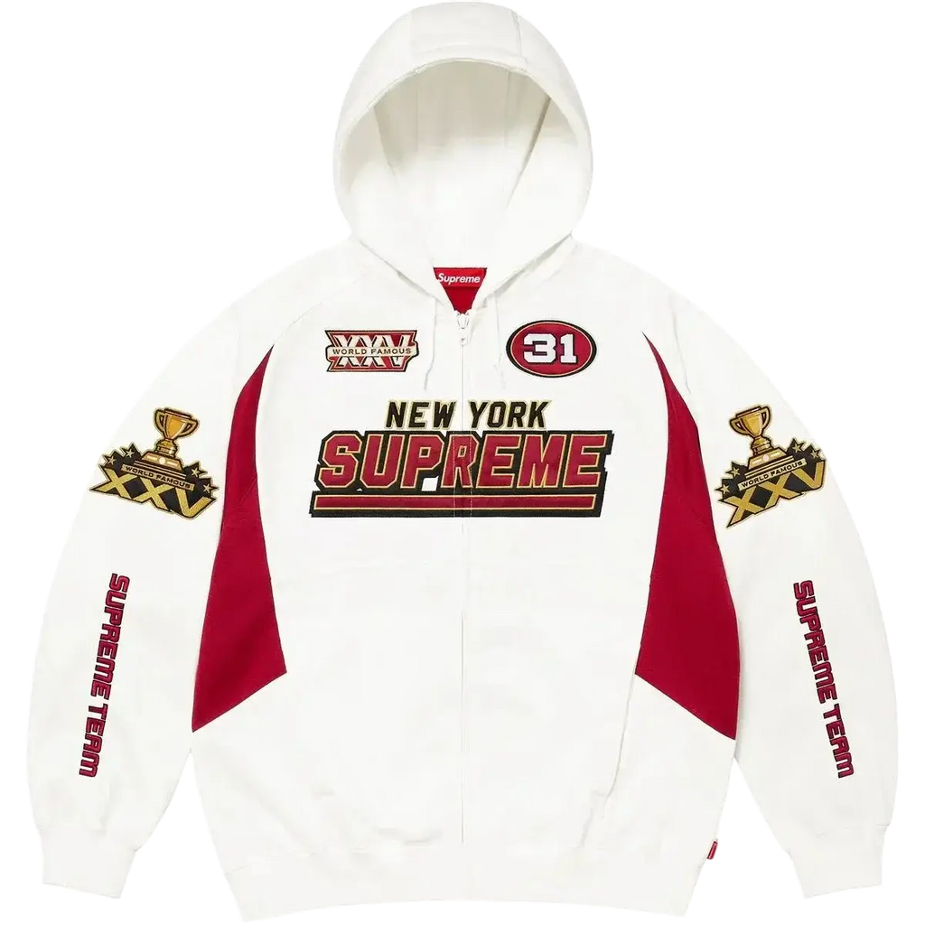 Supreme Football Zip Up Hoodie White - M