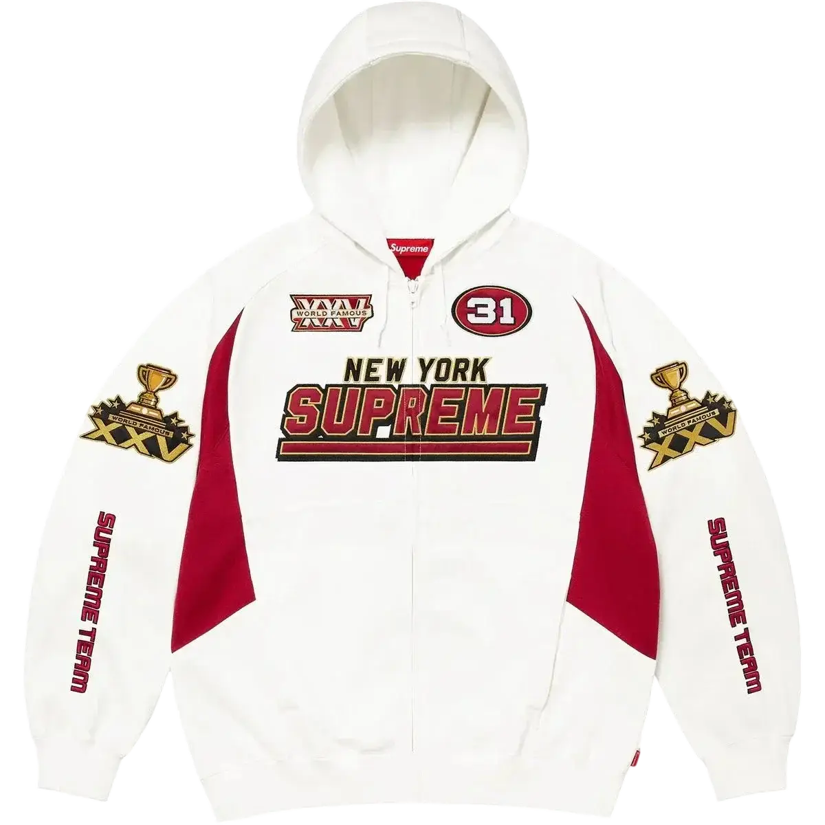 Supreme Football Zip Up Hoodie White - M