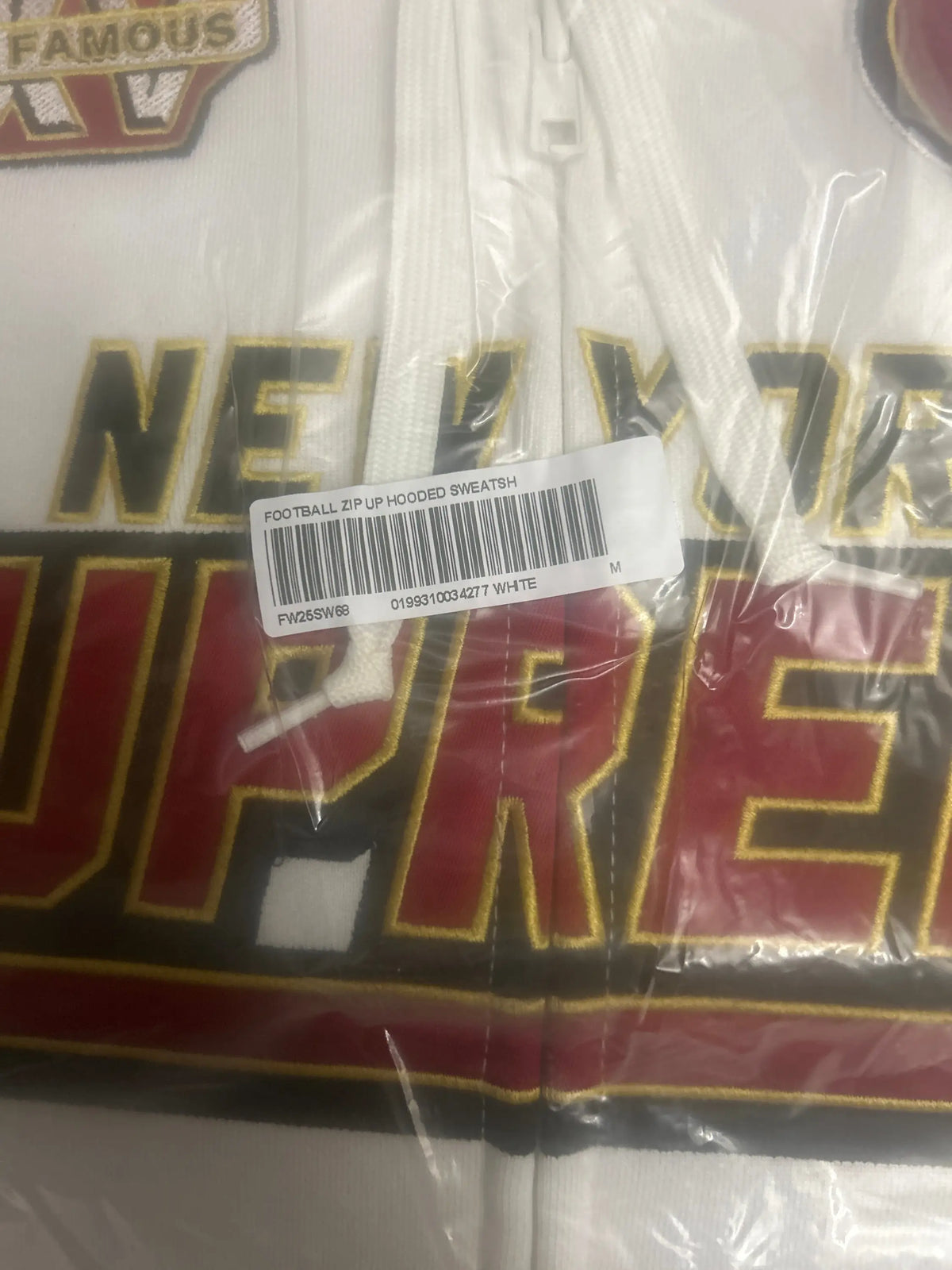 Supreme Football Zip Up Hoodie White Medium