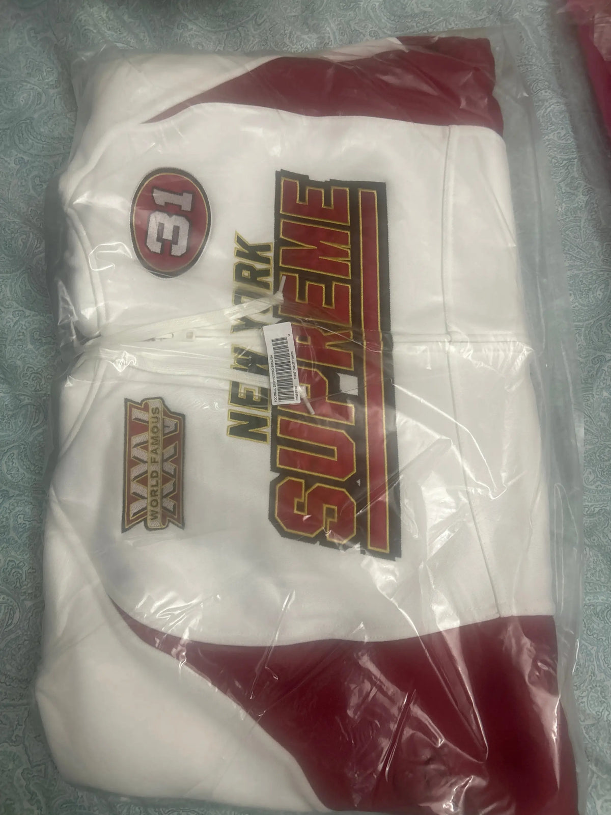 Supreme Football Zip Up Hoodie White Medium
