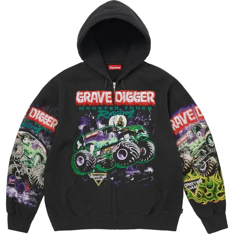Supreme Gravedigger Zip Up Hooded Jacket Black Medium