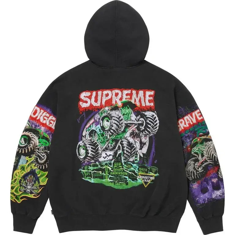 Supreme Gravedigger Zip Up Hooded Jacket Black Medium