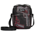 Supreme Guns Embroidered Leather Shoulder Bag Black