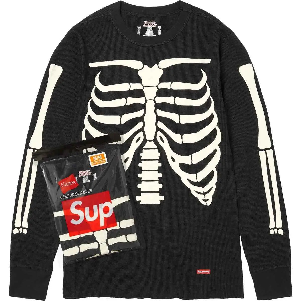 Supreme Hanes Bones Thermal Crew Black Medium