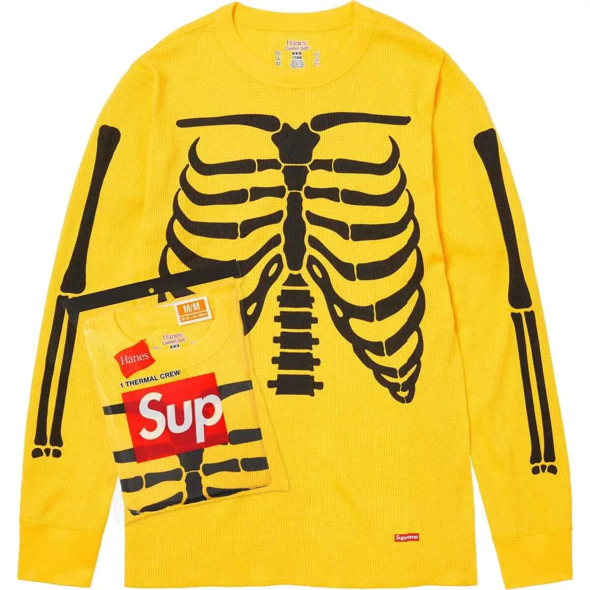 Supreme Hanes Bones Thermal Crew Yellow Medium