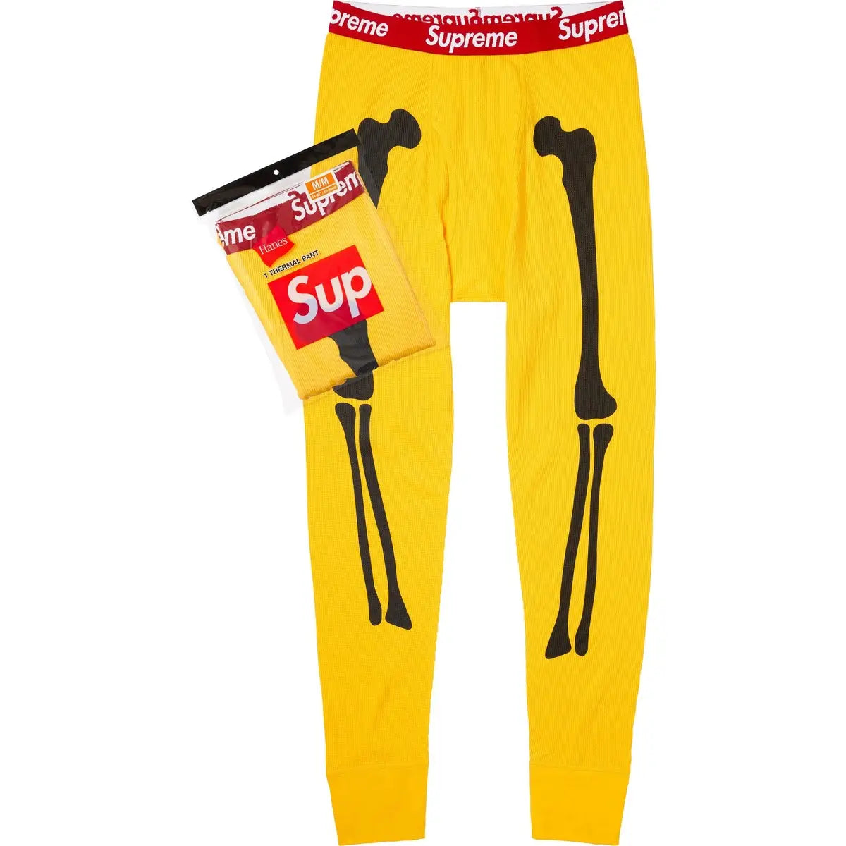 Supreme Hanes Bones Thermal Pants Yellow Medium