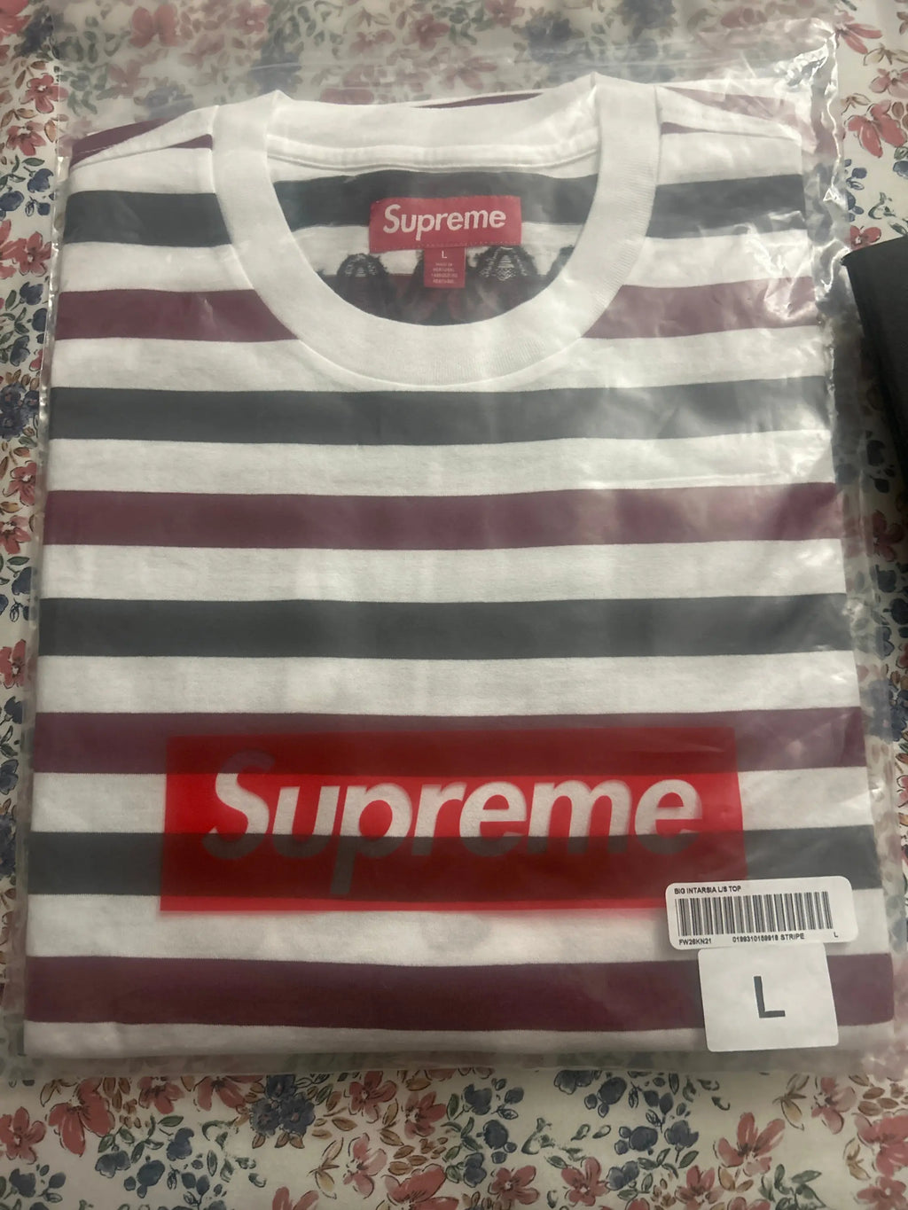 Supreme Intarsia Long Sleeve Top Striped Large