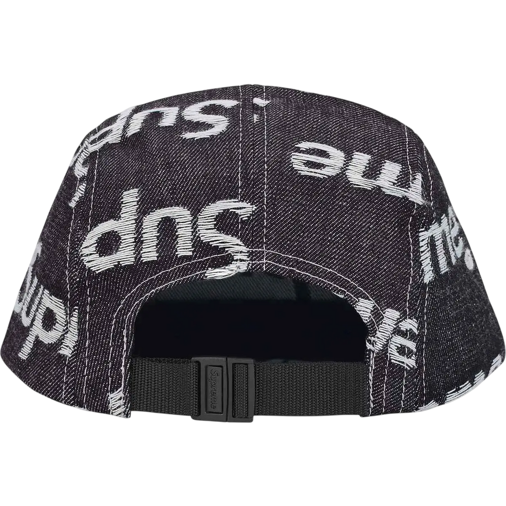 Supreme Jacquard Logo Denim Camp Cap Black - One size
