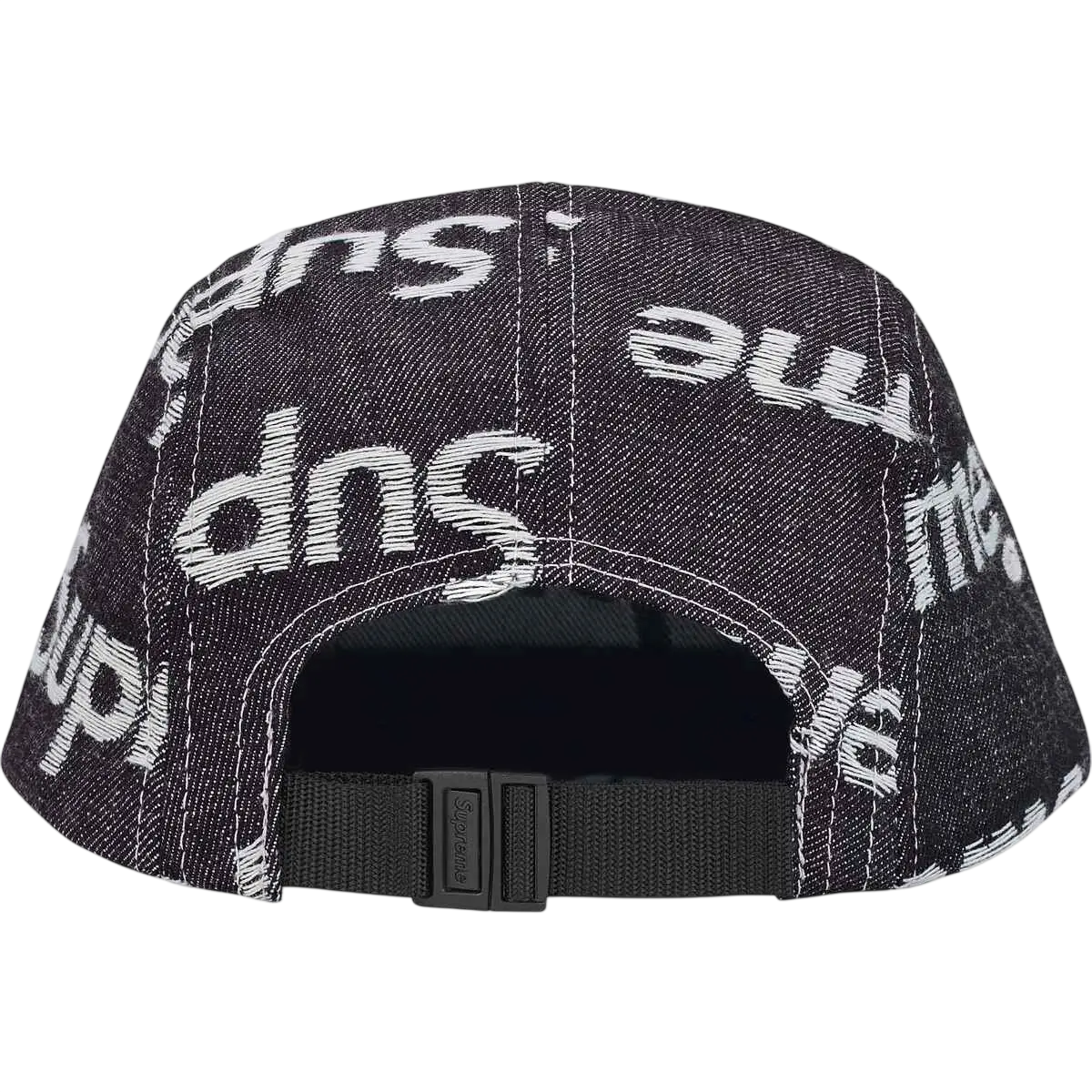 Supreme Jacquard Logo Denim Camp Cap Black - One size