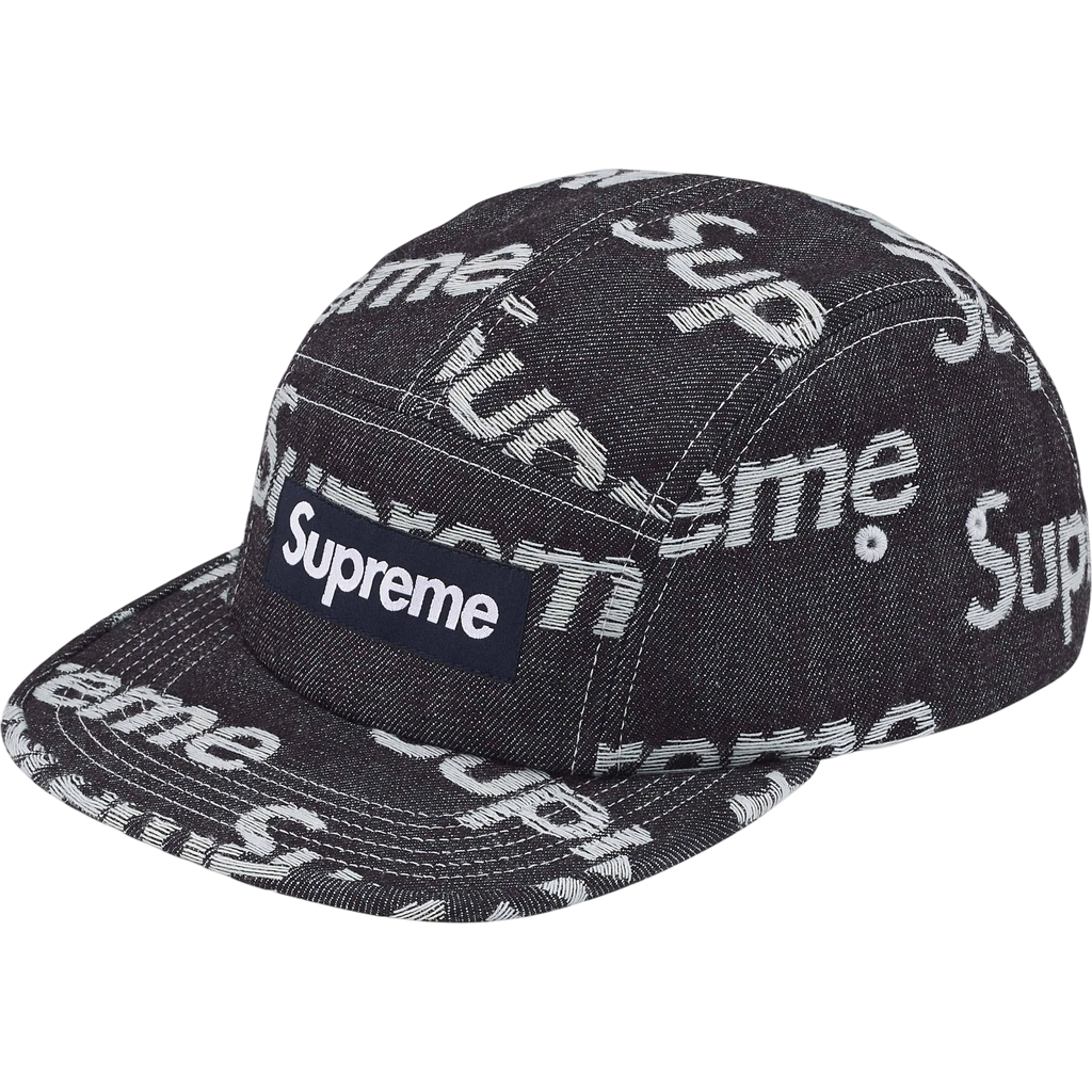 Supreme Jacquard Logo Denim Camp Cap Black - One size