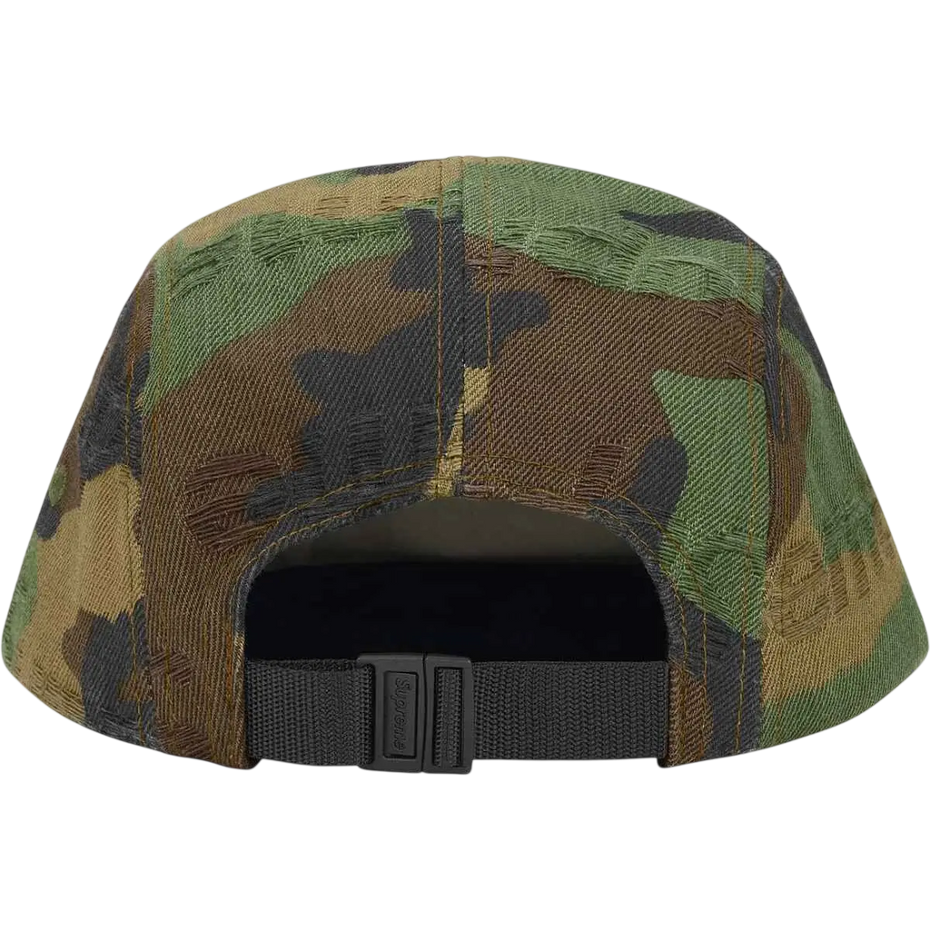 Supreme Jacquard Logo Denim Camp Cap Woodland Camo - One size