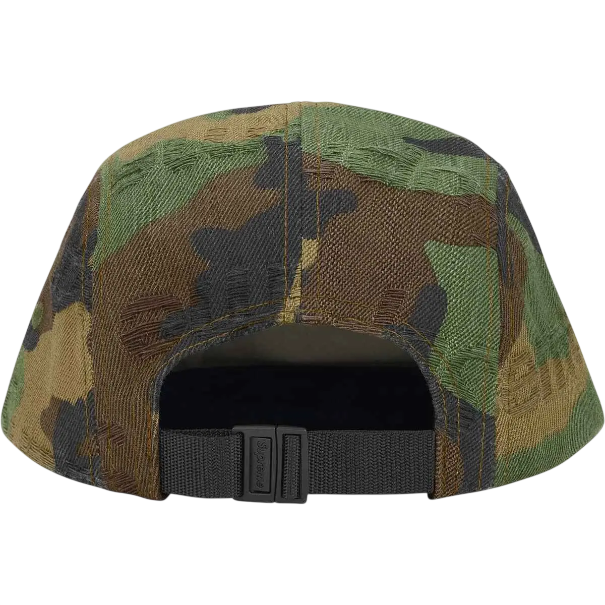 Supreme Jacquard Logo Denim Camp Cap Woodland Camo - One size