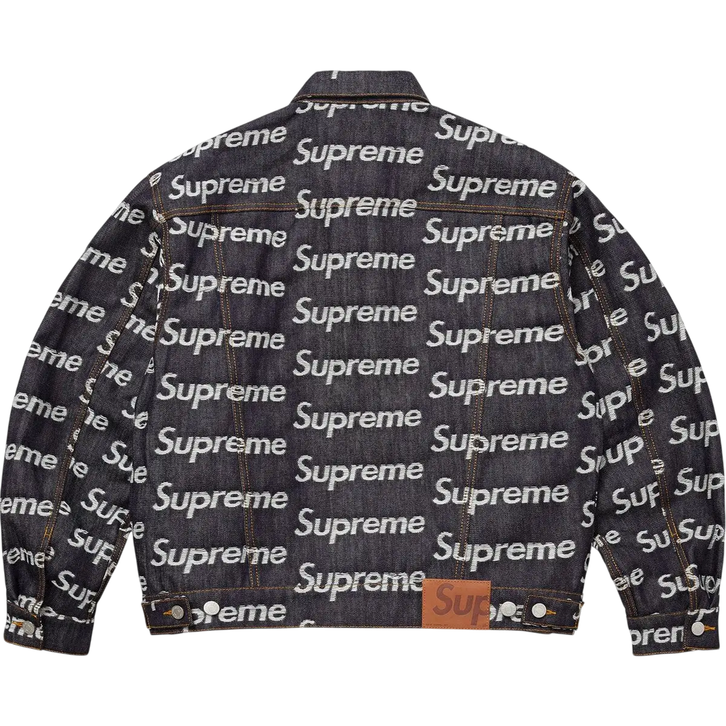 Supreme Jacquard Logos Denim Jacket Rigid Indigo