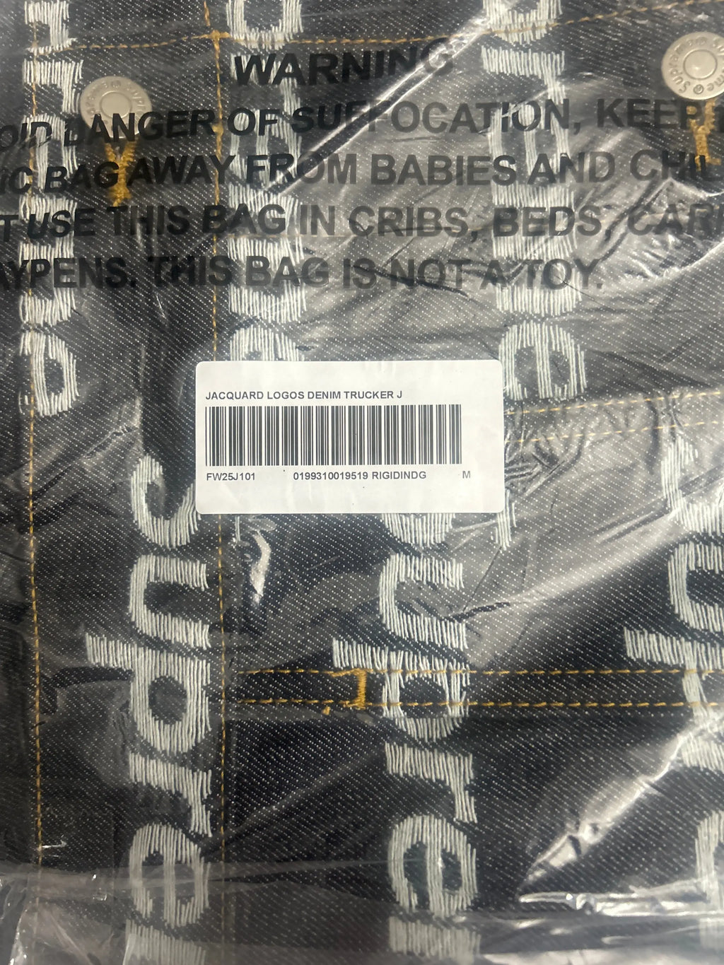 Supreme Jacquard Logos Denim Jacket Rigid Indigo Medium