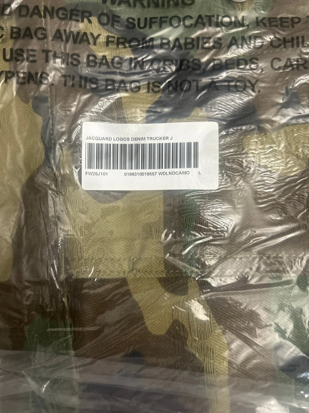 Supreme Jacquard Logos Denim Jacket Woodland Camo Large