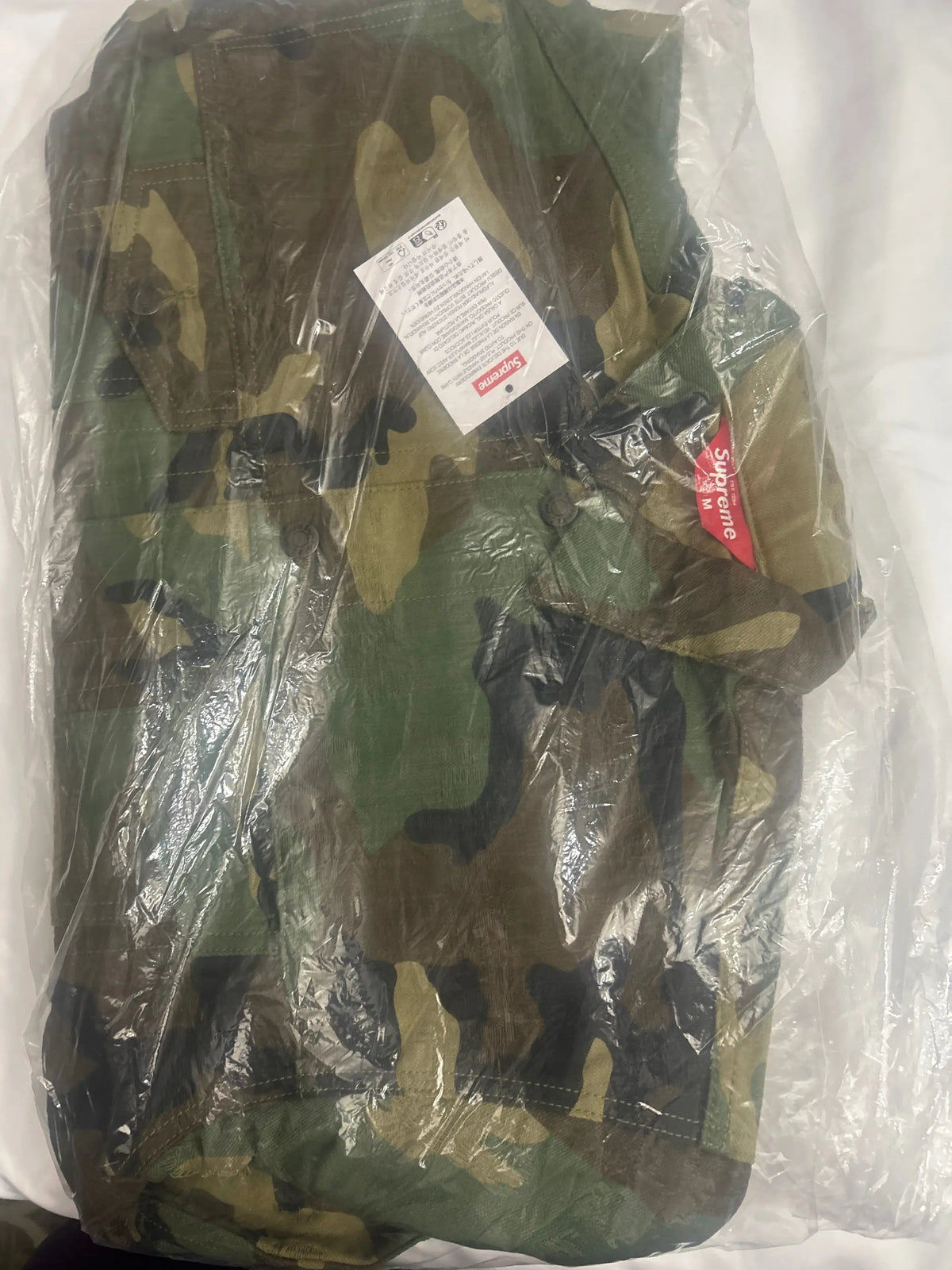 Supreme Jacquard Logos Denim Jacket Woodland Camo Medium