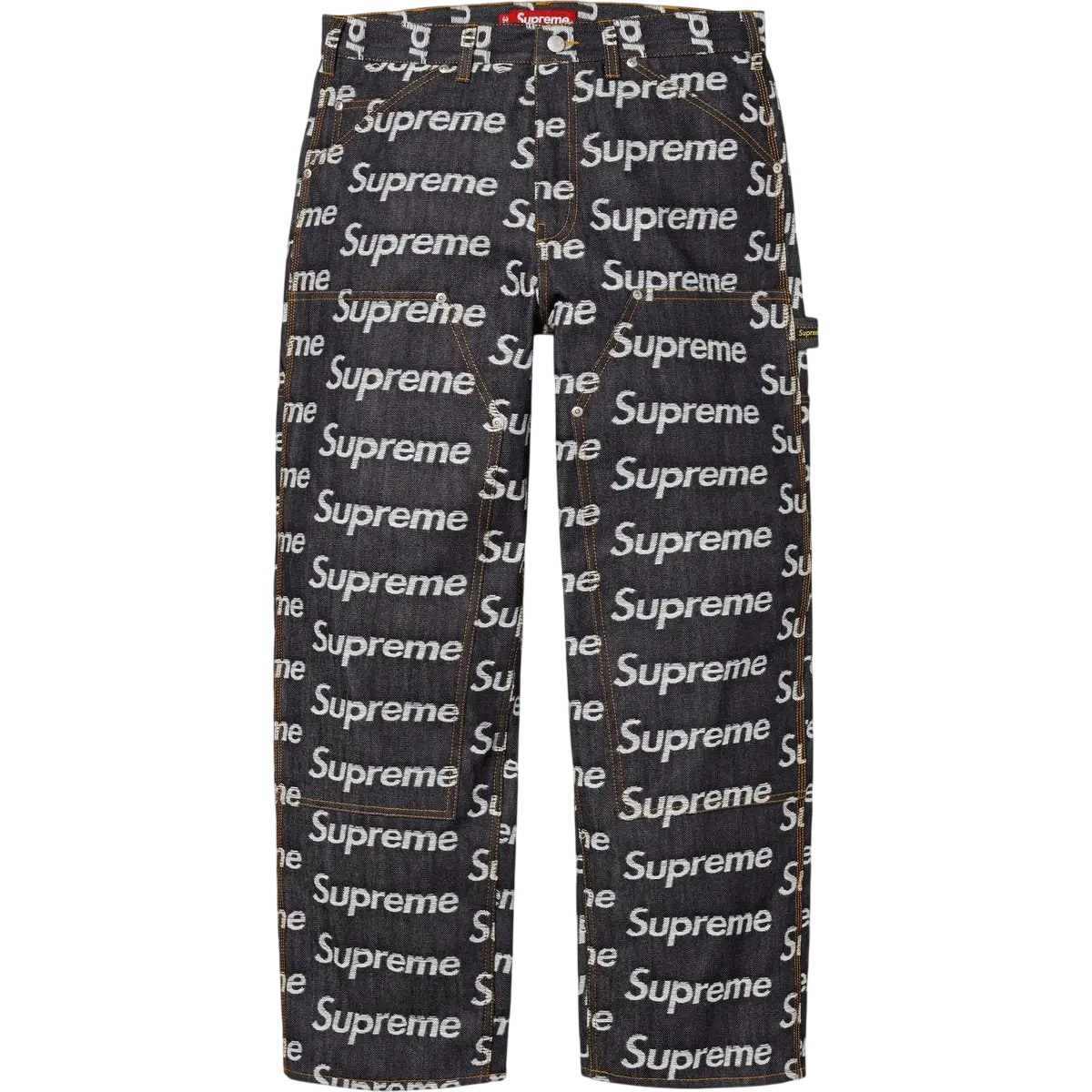 Supreme Jacquard Logos Double Knee Denim Pants Rigid Indigo - 30