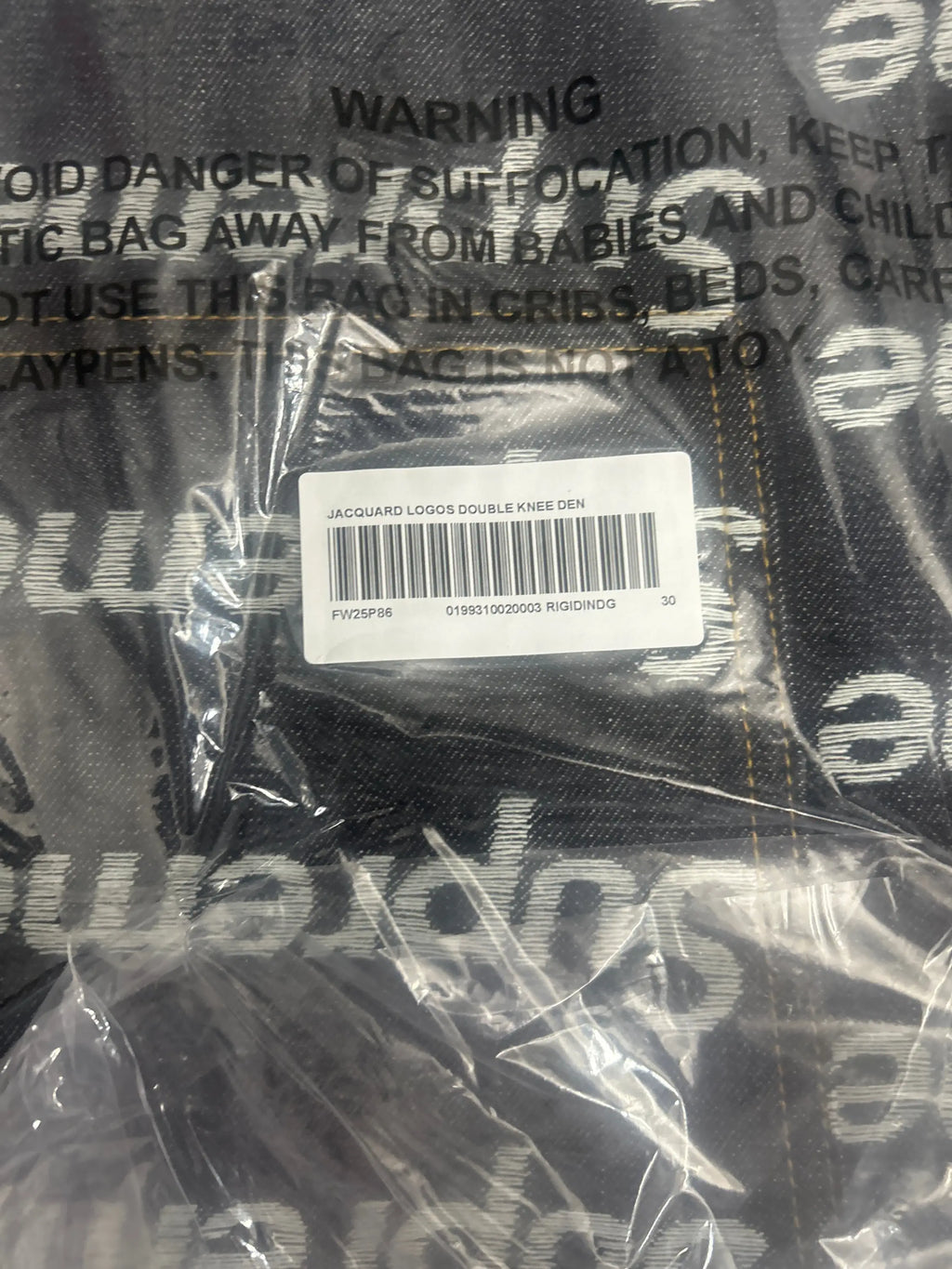 Supreme Jacquard Logos Double Knee Denim Pants Rigid Indigo