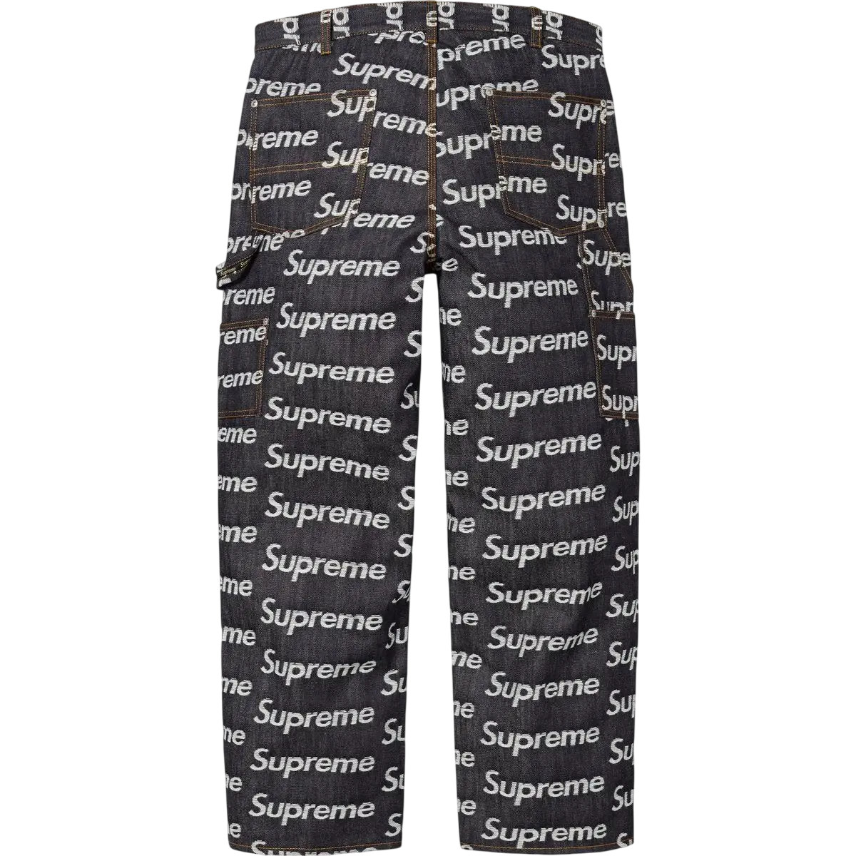 Supreme Jacquard Logos Double Knee Denim Pants Rigid Indigo - 30