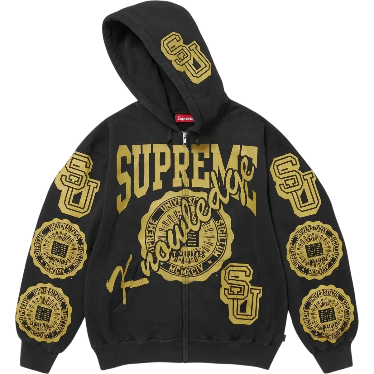 Supreme Knowledge Reigns Zip Up Hooded Sweatshirt Black - M