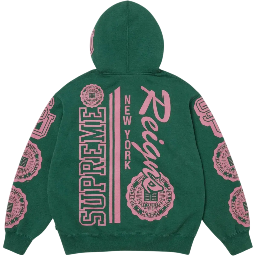 Supreme Knowledge Reigns Zip Up Hooded Sweatshirt Dark Green - L