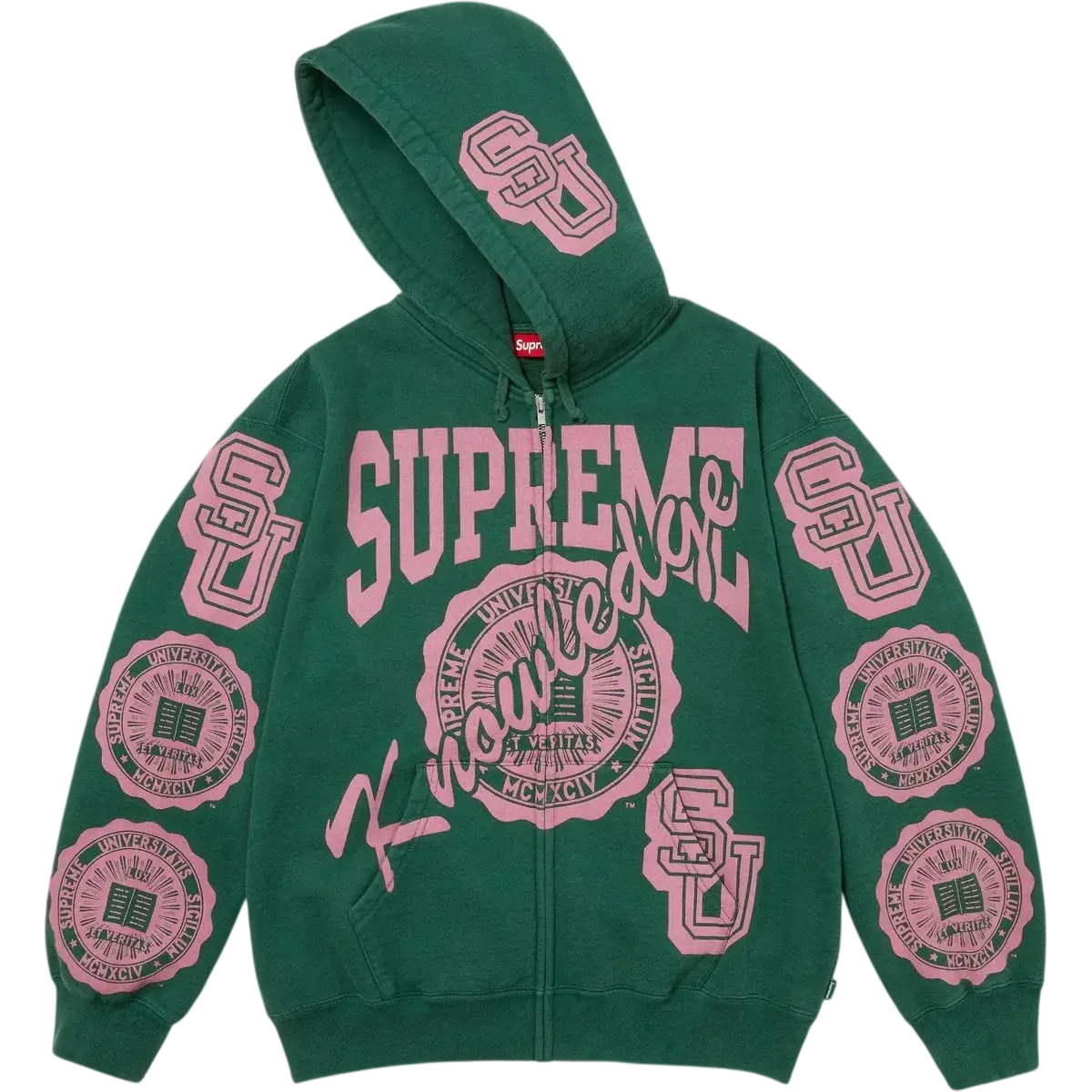 Supreme Knowledge Reigns Zip Up Hooded Sweatshirt Dark Green - L