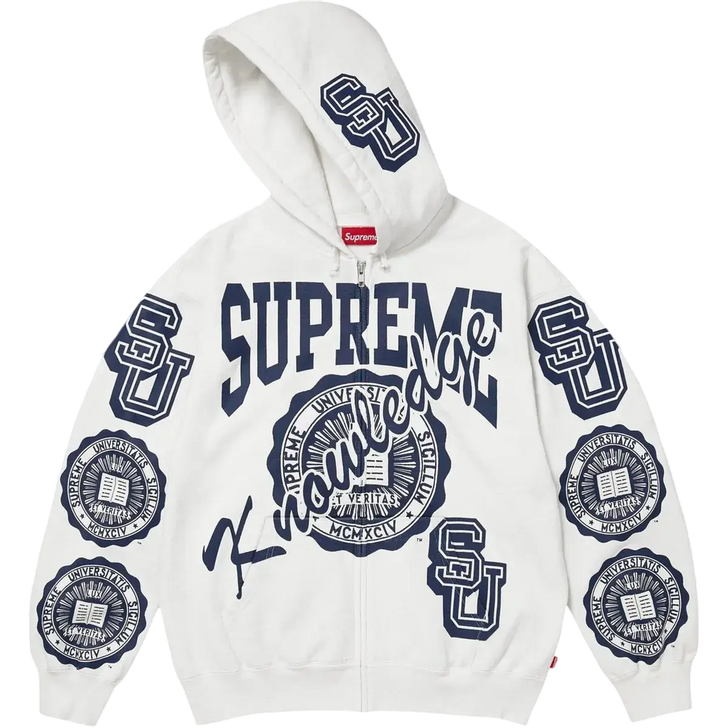 Supreme Knowledge Reigns Zip Up Hooded Sweatshirt White - L