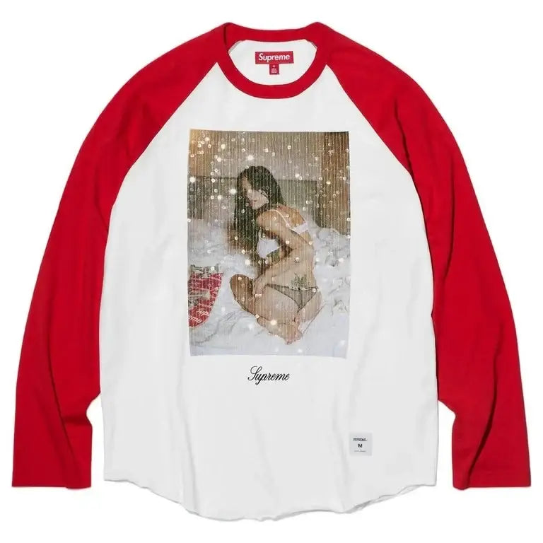 Supreme Larry Clark Sequin Raglan Long Sleeve Red Medium