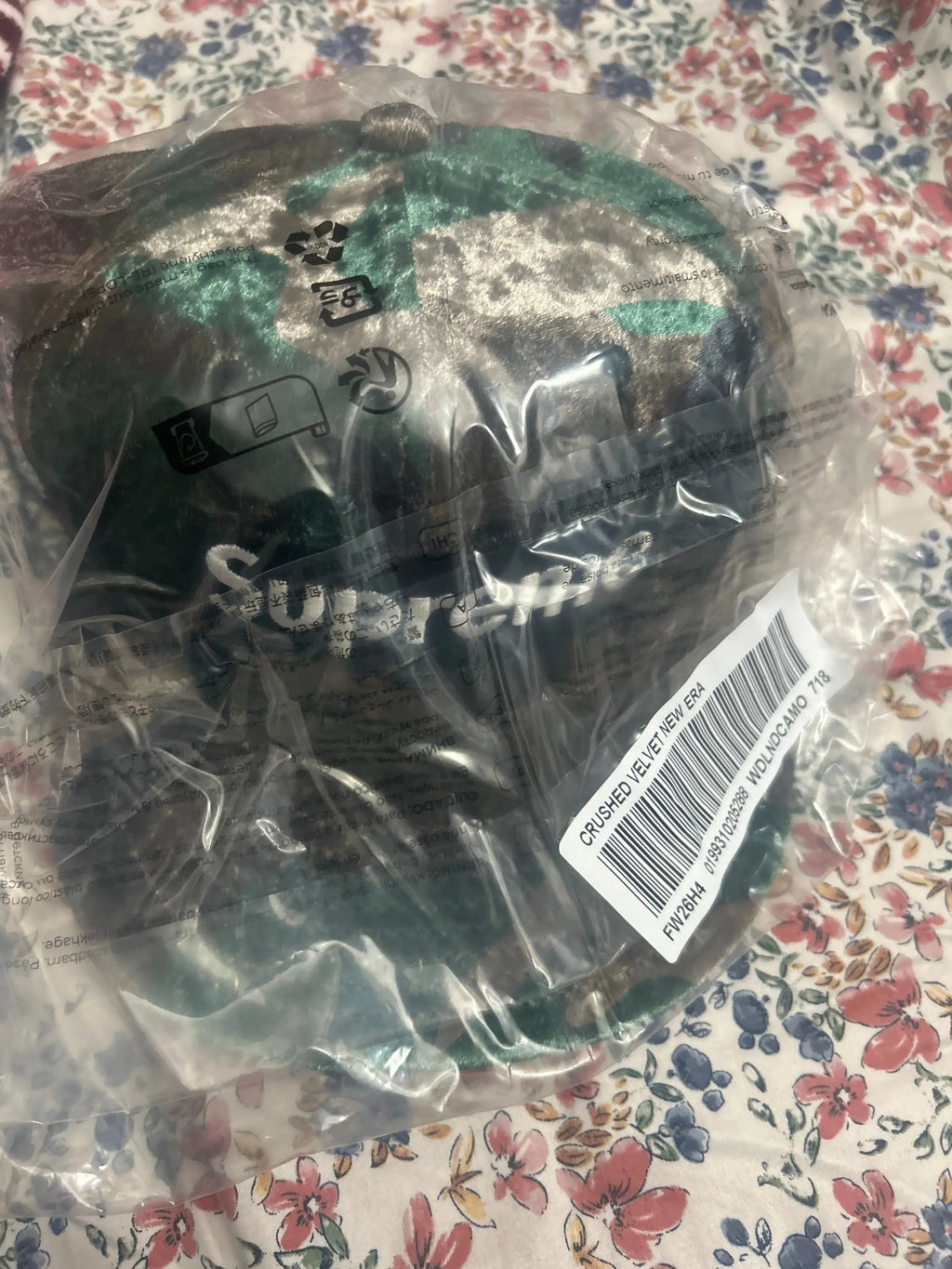 Supreme New Era Crushed Velvet Box Logo 59Fifty Camo 7 1/8”