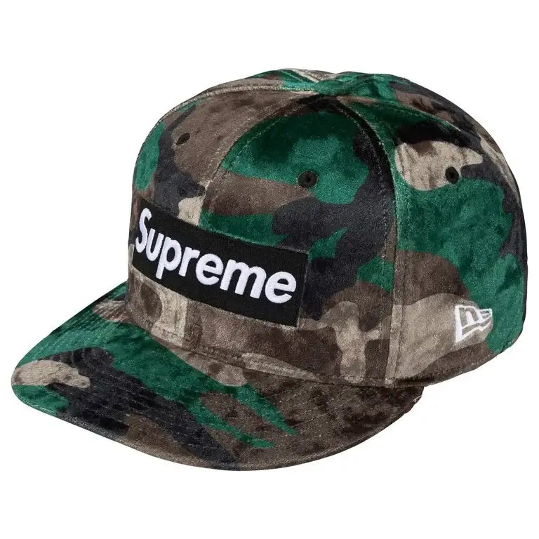 Supreme New Era Crushed Velvet Box Logo 59Fifty Camo 7 1/8”