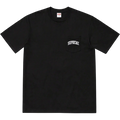 Black Supreme NFL x Raiders x 47 pocket tee featuring a white arched logo on the chest pocket