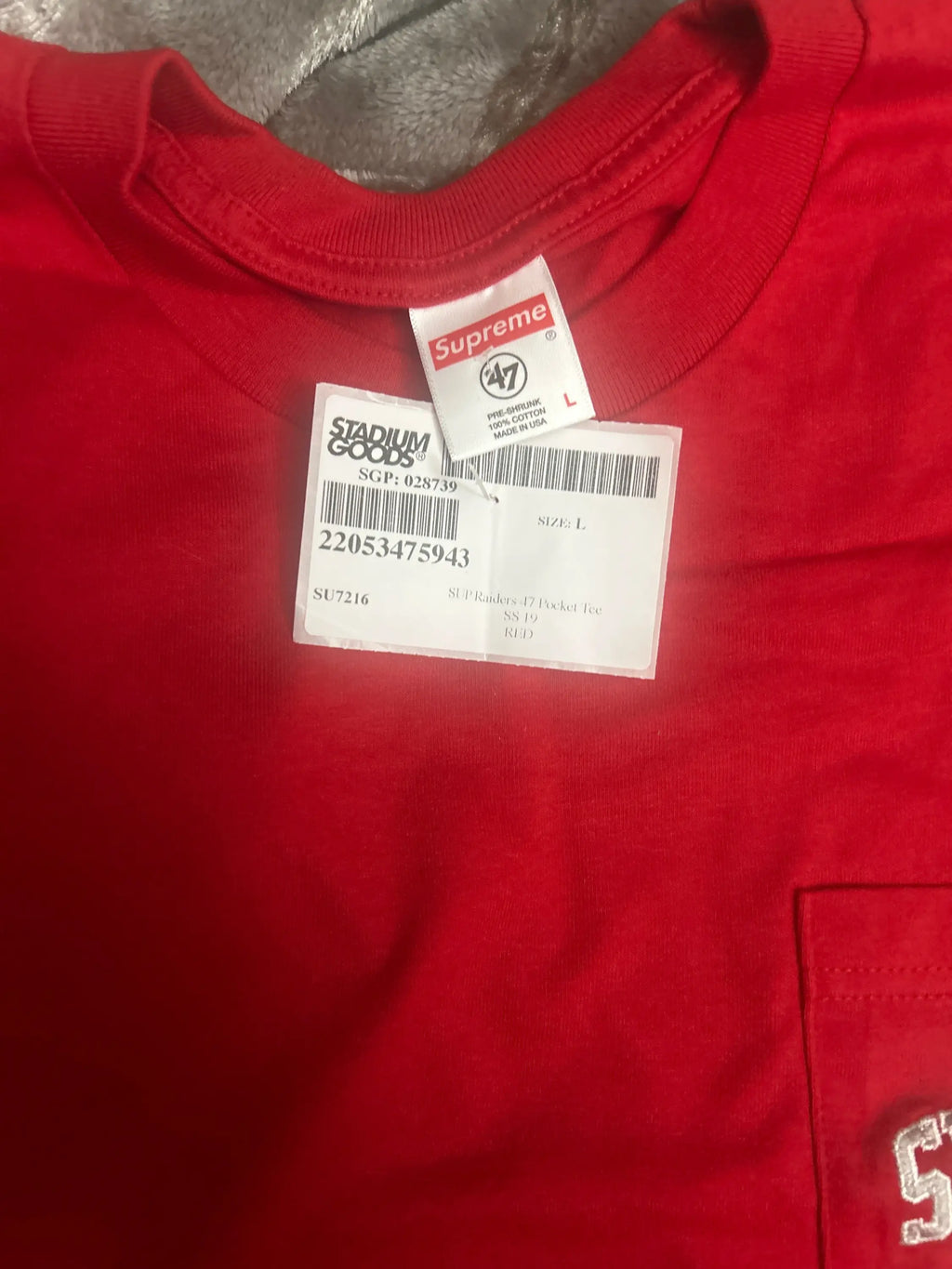 Supreme NFL x Raiders x '47 Pocket Tee Red Large