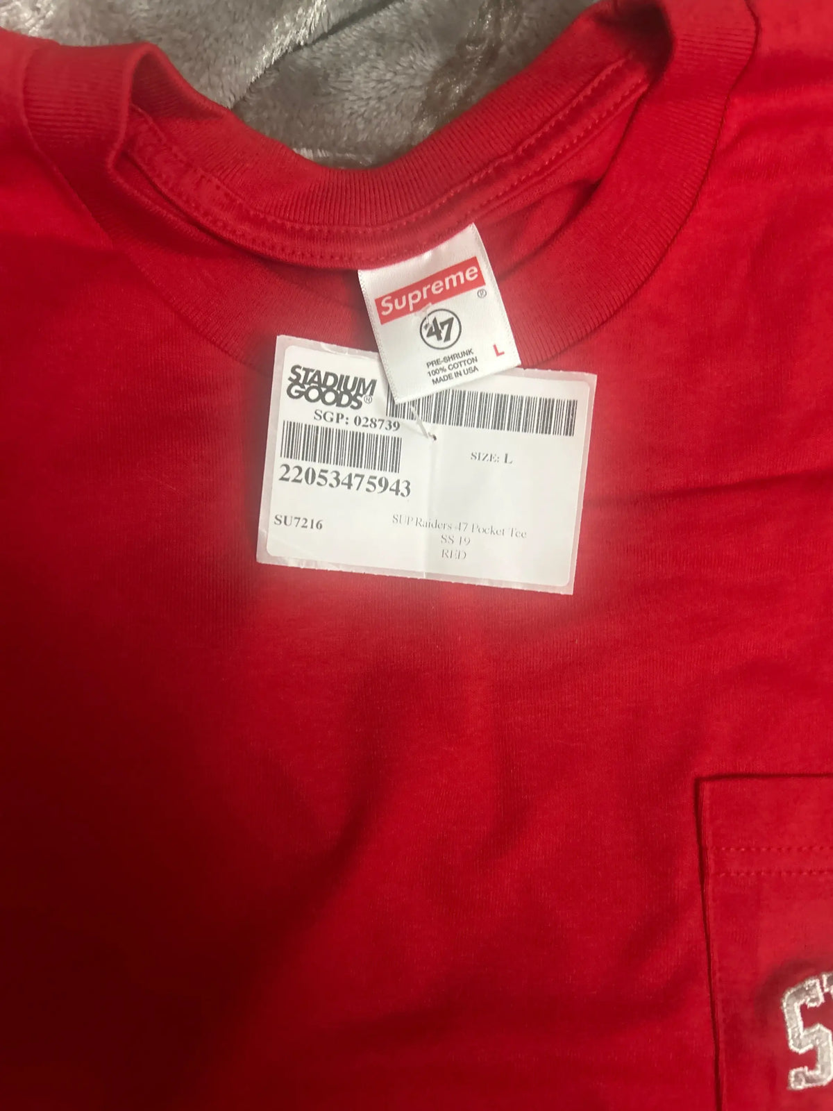 Supreme NFL x Raiders x '47 Pocket Tee Red Large