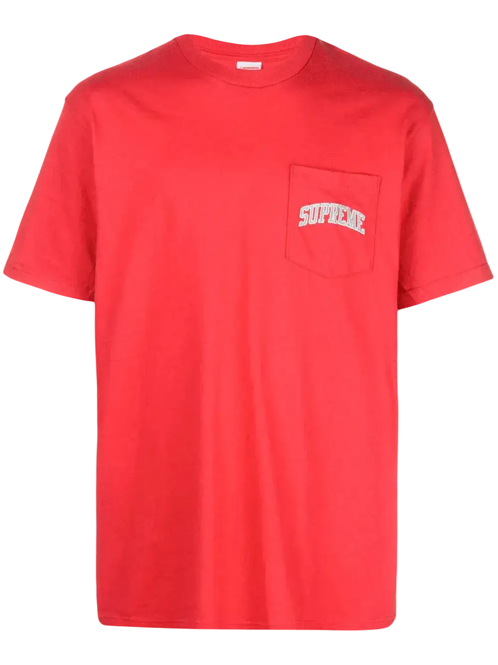 Red supreme NFL x Raiders x 47 pocket tee with white embroidered logo on chest pocket in comfortable cotton material