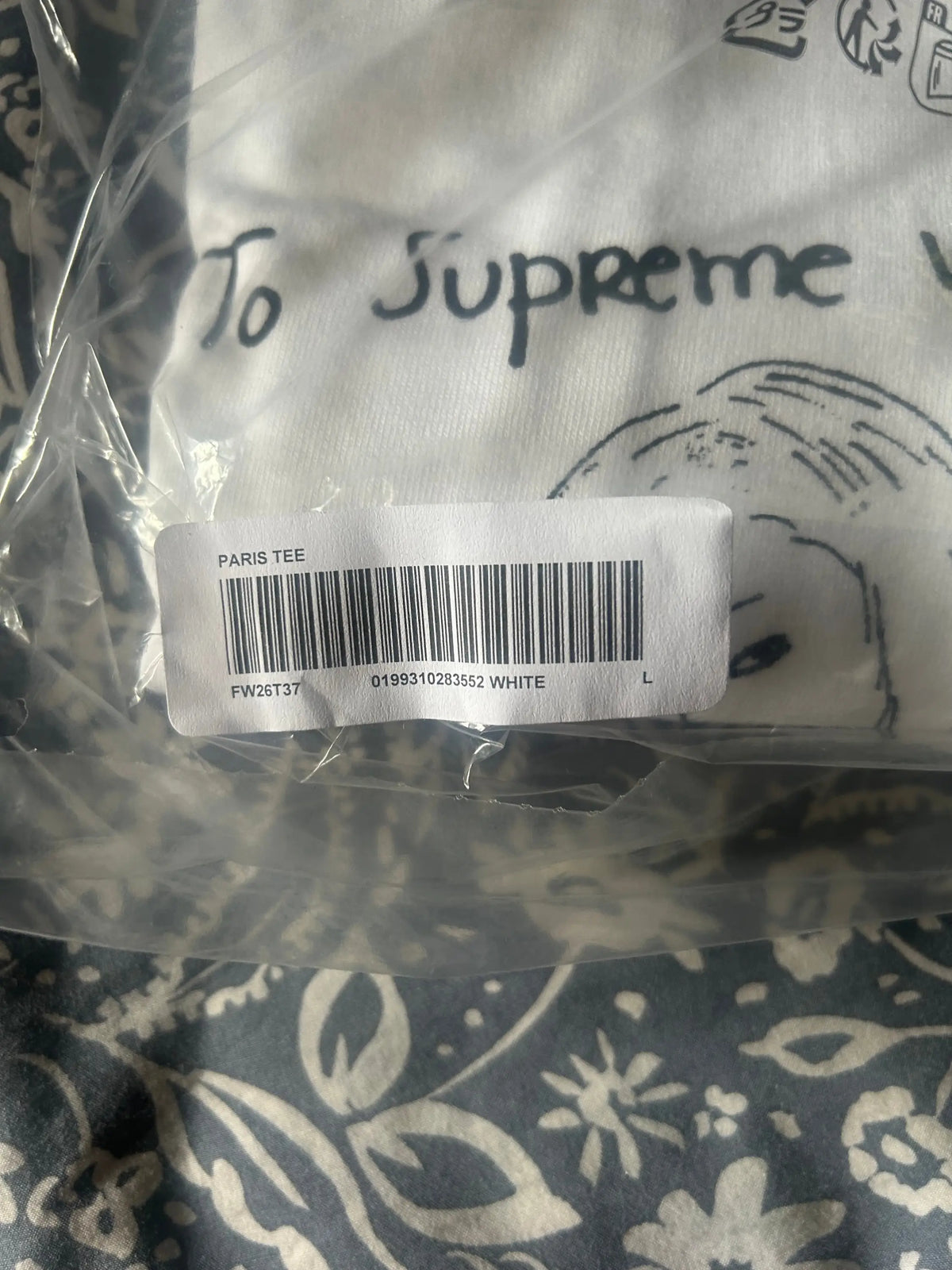 Supreme Paris Tee White Large