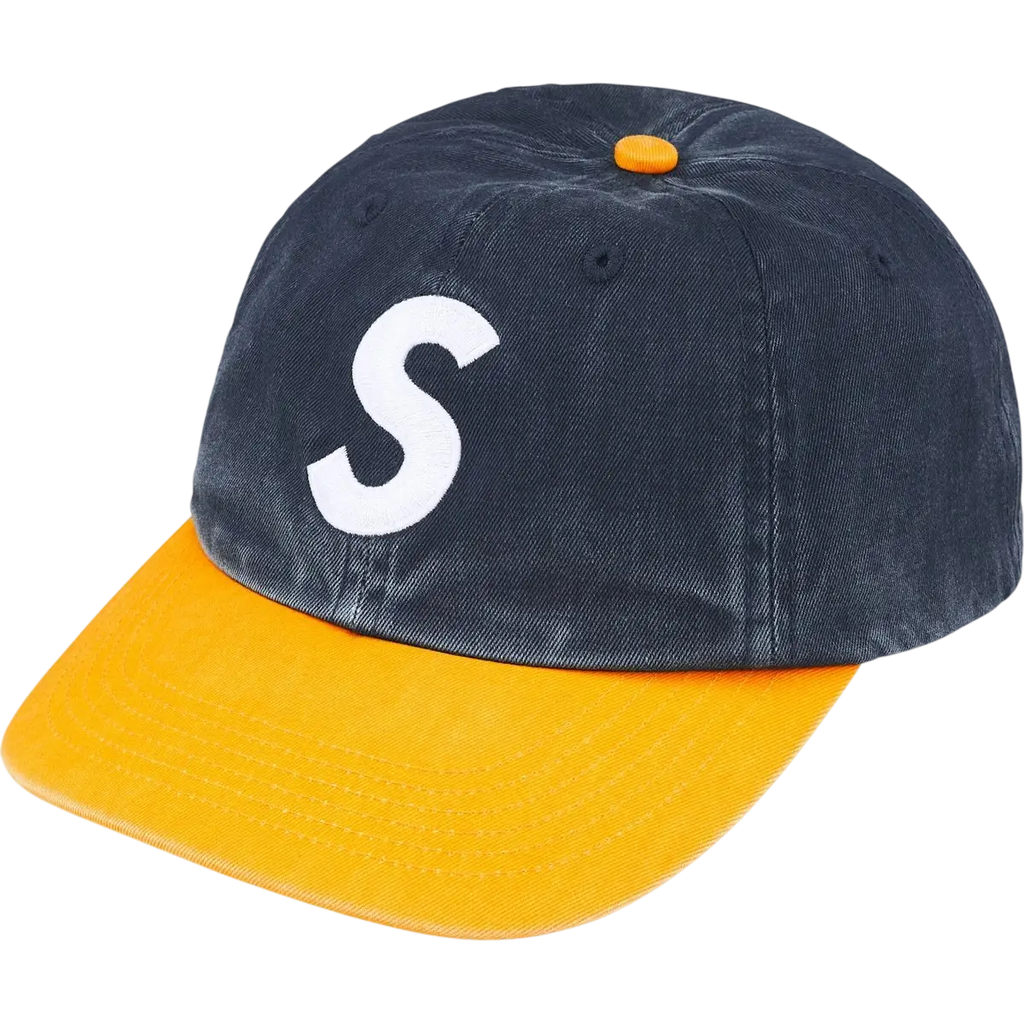 Supreme Pigment Coated 2-Tone S-Logo 6 Panel Navy/Yellow - One size
