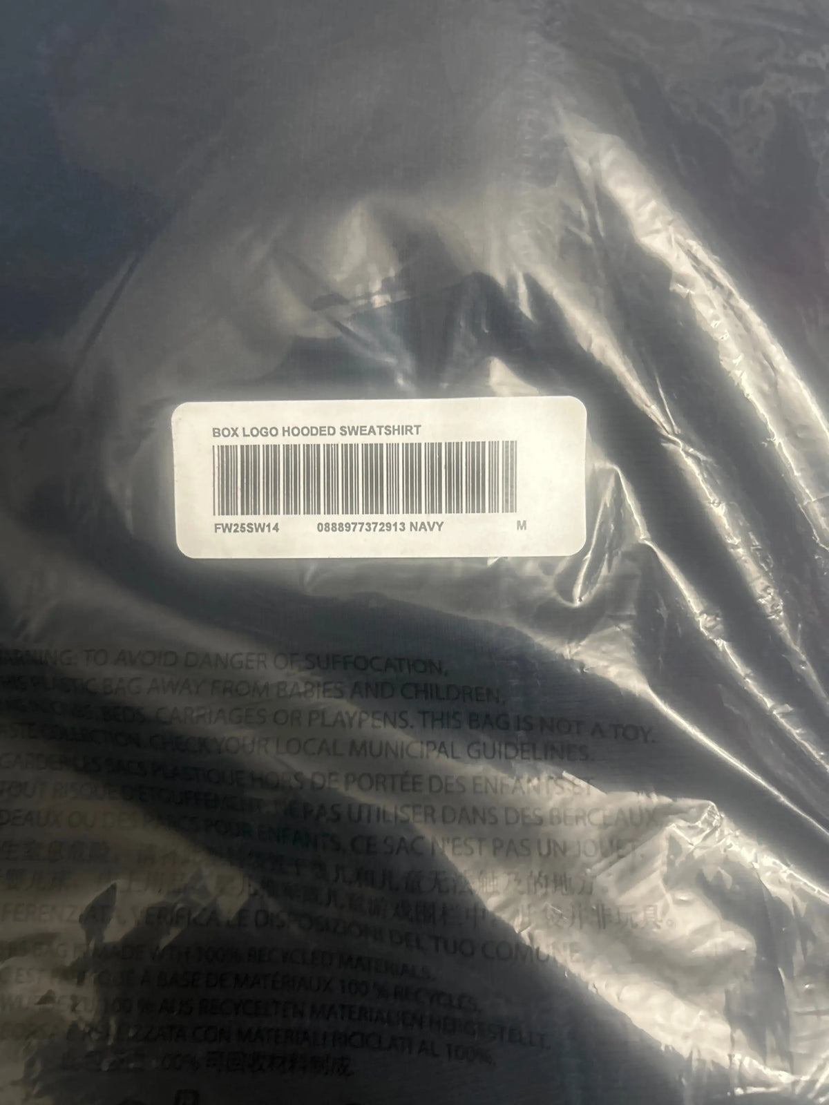 Supreme Pullover Box Logo Hooded Sweatshirt FW25 Navy Medium
