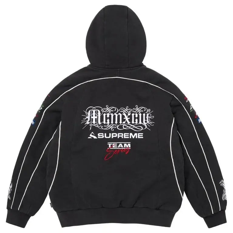 Supreme Racing LIned Zip-Up Hoodie Black Large